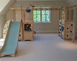 Amazing CedarWorks Indoor Playset! Slide, monkey bars and so much more! A very nice set that has been well cared for. Area needed measures 15’ x 11’ and about 6.5’ high.