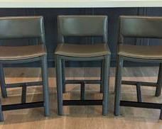 3 Room and Board Counter Height Stools. All have some light wear that can be seen in the photos. Each measures 18” wide, 15” deep, 24” high to the seat and 32” high to the chair back.