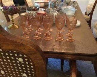 Large table with 6 upholstered chairs