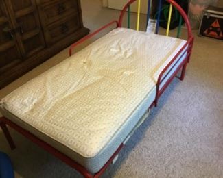 Youth bed - red, white & blue metal with mattress