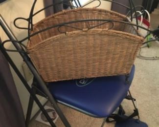 Wicker basket with metal handles