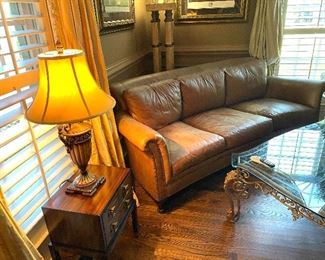 brown leather sofa by Ferguson Copeland, Ltd.