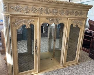 Matching Marge Carson China cabinet, currently in two pieces