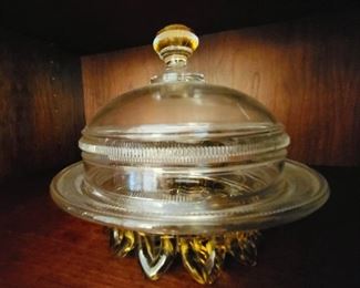 Vintage glass lidded serving piece $24
