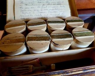 Antique family heirloom hand-made in Norway, SPICE BOX fashioned from baby formula jars. Stocked and aromatic!  A true estate sale treasure $120 or bid #15