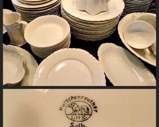 98 pcs white porcelain dinnerware from Bavaria $179 or bid #11