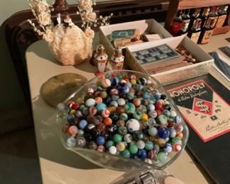 LARGE BOWL OF MARBLES.  OLD.  