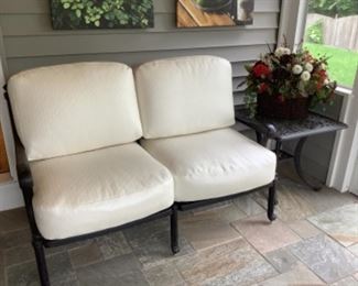 St. Augustine loveseat.  Brand new pads. Measures 54” w x 30” d x 36” h. Entire set is $1995.