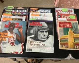 Variety of vintage sports illustrated magazines