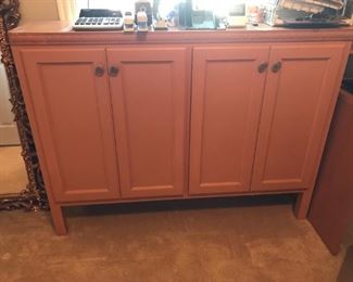 #13 Laminate 4 door Cabinet on Legs w/3 shelves inside - 55x13x40 $75.00