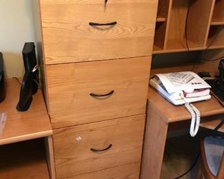#14 Laminate Corner Desk w/Hutch w/pull-out keyboard - 48sq x 29-51T $65.00
#15 Laminate Rolling CPU Unit w/open side shelf - 24x22x28 $35.00
#16 Laminate 4 drawer Filing Cabinet w/key - legal/letter - 19x18x50 $75.00
#17 Laminate 4 drawer Filing Cabinet w/key - legal/letter - 19x18x50 $75.00
#18 Laminate Corner Desk w/Hutch w/small Cubbies w/pull-out keyboard 48sqx29-51T (as is chip) $60.00