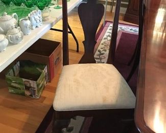 #35 Double Pedestal Kincaid Dining Table w/2 leaves & 6 chairs (1 captains Chair) - 68-104x42x29 $275.00
#36 Kincaid China Cabinet w/3 Beveled glass doors, 2 wood Doors & 3 drawers 64x20x31-78T - 2 pc. $175.00
