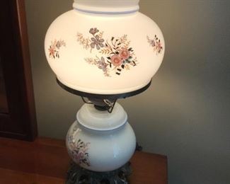 #45	17" Tall Painted Glass Globe Lamp	 $40.00 
