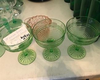 #93 Urnaium Green Stemmed Glasses - 5" Tall - set of 3 $24.00
