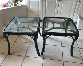 #103	Green Cast Iron End Tables w/glass Top - 18.5Tx20W 	 $25.00 
#104	Green Cast Iron End Table w/glass Top - 18.5Tx20W 	 $25.00 
