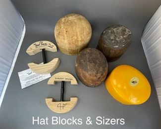 Hat blocks $20 - $40.  Hat sizers $8 each. 