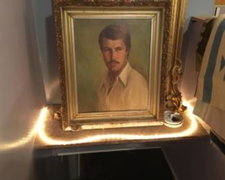 Large framed original portrait oil painted by the home owner