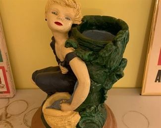 Vintage ceramic lady vase