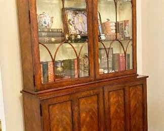 Two Piece Mahogany China Display Cabinet