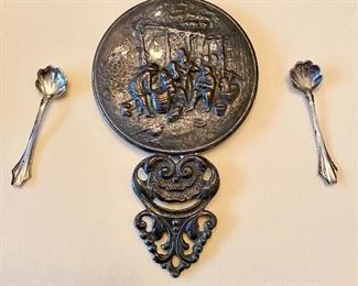 Vintage Pocket Mirror & Sterling Berry Spoons