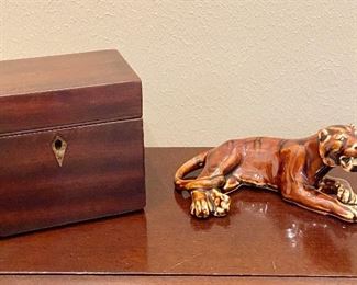 Mahogany Tea Caddy - Vintage Chinese Brown Tiger