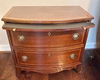 Mahogany Bow Front Bachelors Side Table (Pair). National Mt. Airy Furniture Co