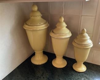 NEWER THREE PIECE CANISTERS SET. $35.00