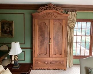 ANTIQUE WALNUT WALDROBE. 54 BY 103IN TALL $ 450.00