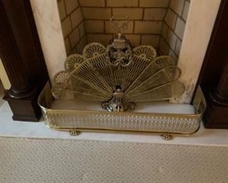 BRASS FIRE PLACE FAN AND SKIRT $ 150.00