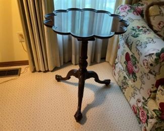 MAHOGANY PIE CRUST SIDE TABLE $ 150.00