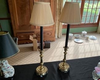 pair brass lamps 45.00