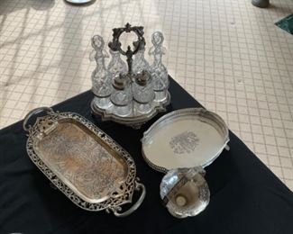 group of silver plate decor $ 55.00