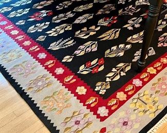Needlepoint Rug (flowers with black border) - approx. 8' x 10'