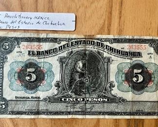 1915 Revolutionary Mexico, El Banco del Estadio de Chihuahua, Cinco Pesos
