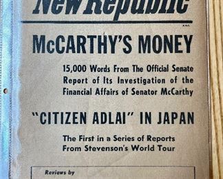 New Republic Magazine  "McCarthy's Money" March 30th, 1953