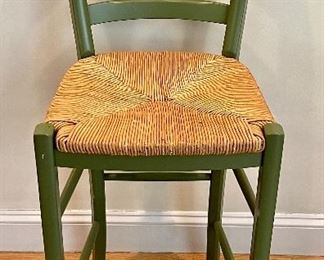 Counter height vintage rush seat chair