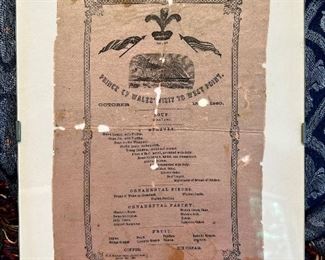 1860 Prince of Wales Visit - West Point Invitation on Silk