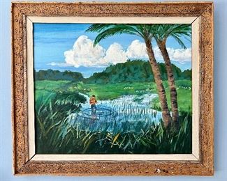 Fly Fishing Painting in Wormwood Frame