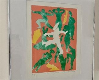 Item 71:  "Dancing Fools" Block Print Signed Milton Glaser: $75