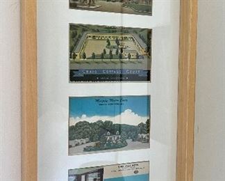 Framed Vintage postcards