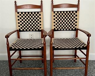 Two Vintage Woven Checked Chairs