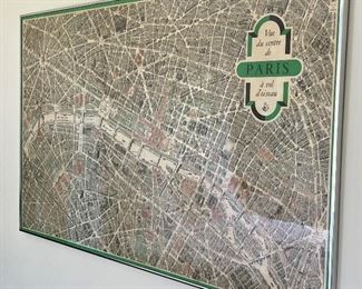 Item 60:  Framed Paris City Map - 41.25" x 26.5": $495