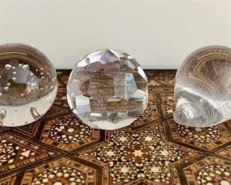 Zimmerman Paperweight (left)                                                              Tiffany & Co. Paperweight (middle)                                                     Signed Hedgehog Paperweight (right)