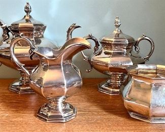 Item 66:  c. 1840 Coin Silver American Tea Set Made by J.L. Cox, NY:  $1750