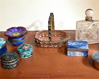 Assorted Small Trinket Boxes and Perfume Bottles