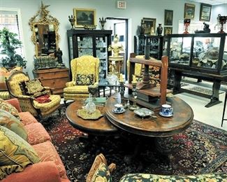 18th Century Dutch chest, Chippendale style carved mirror,  Aubusson pillows, Hand Knotted Rugs, Book Press.  Too much to list