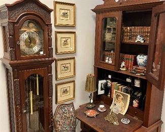 Hand Carved Grandfather clock, Plantation Desk