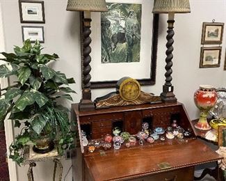 Antique Paperweights, Georgian Desk, etc