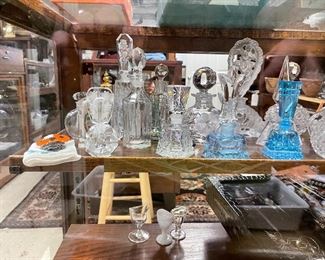 Antique Cut Glass, Czech Glass and Art Glass Perfume Bottles 