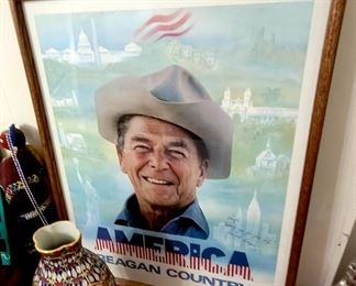 Vintage Ronald Reagan poster, personally signed by him.
